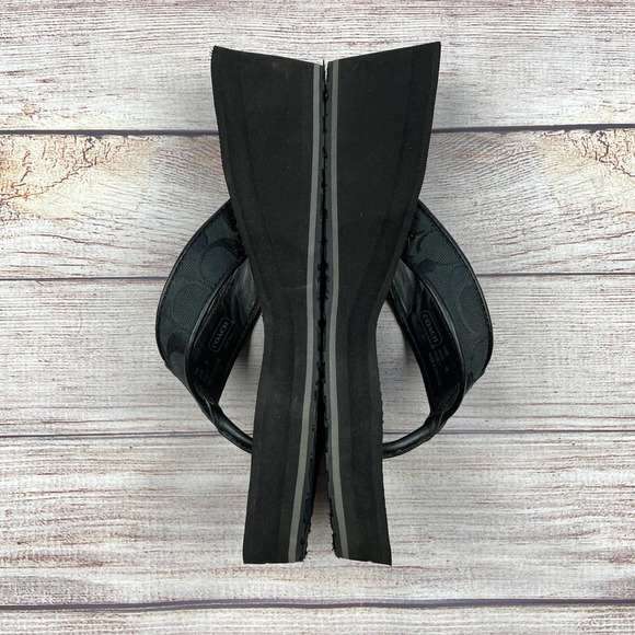 Coach Jaciee Wedge Flip Flop Black Sandals - Picture 3 of 8